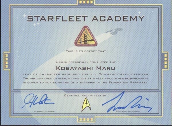 Starfleet Certificate Star Trek