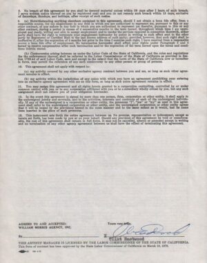 Clint Eastwood Signed Contract