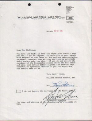 Contract with Sylvester Stallone Signature